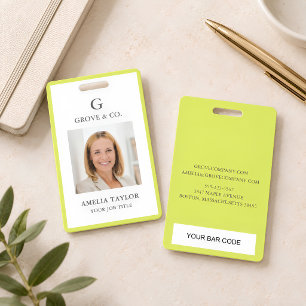 Chartreuse Minimalistische Werknemer Foto Professi Badge