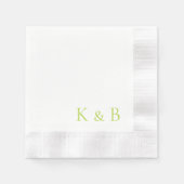 Chartreuse Monogram Wit Gecoineerde Bruiloft Servet (Voorkant)