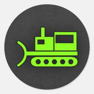 Chartreuse, Neon Green Bulldozer Ronde Sticker