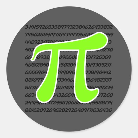 Chartreuse, Neon Green Pi symbool Ronde Sticker (Voorkant)