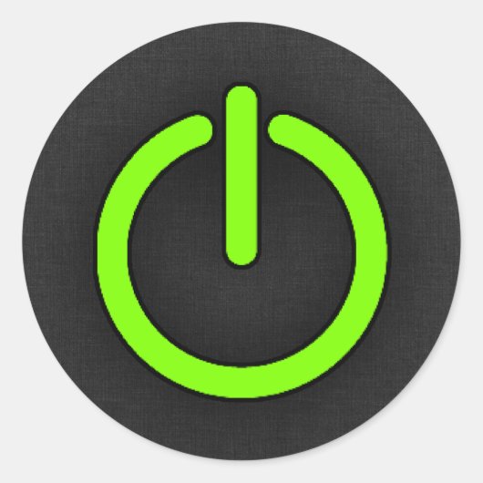 Chartreuse, Neon Green Power Button Ronde Sticker (Voorkant)
