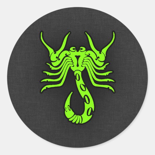Chartreuse, Neon Green Scorpion Ronde Sticker (Voorkant)