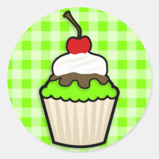 Chartreuse, Neon Groene Cupcake Ronde Sticker