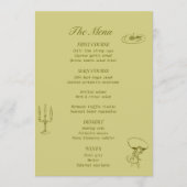 Chartreuse Olive Green Menu Mariage illustré (Devant)