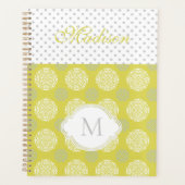 Chartreuse Points de Gris Monogramme Tendance (Devant)