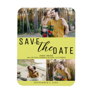 Chartreuse Save the Date Huwelijk 3 Foto's Magneet