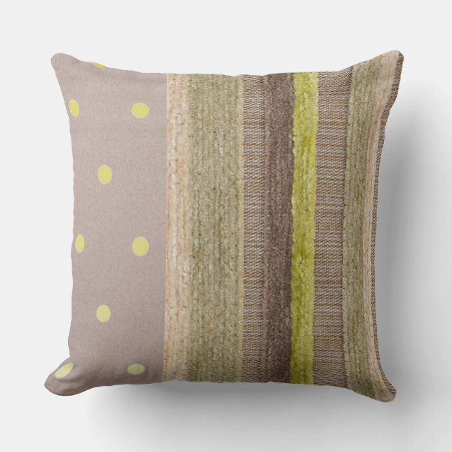 Chartreuse Stripe en Polka Dot Sierkussen (Voorkant)