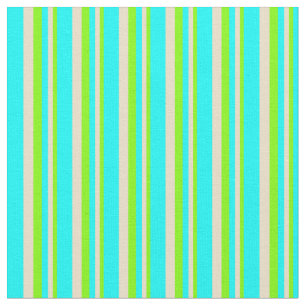 Chartreuse, Tan en Cyaan Lined/Striped Pattern Stof