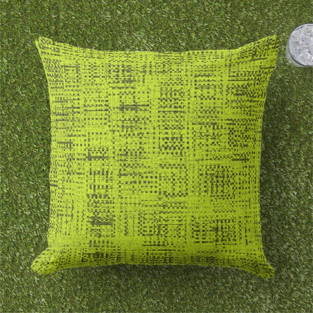 Chartreuse Tweed Lance Oreiller Extérieur (Herbe)
