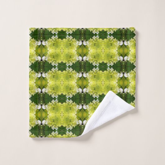 Chartreuse Vert Abstrait Hydrangea Blooms Motif (Gant de toilette)