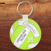 chartreuse volleybaltas label met spelerteam sleutelhanger (Achterkant)
