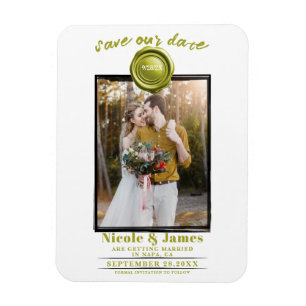 Chartreuse Waszegel Foto Bruiloft Save the Date Magneet
