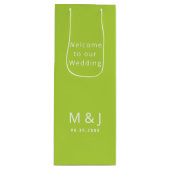 Chartreuse wit monogram bruiloft dank u wijn cadeautas (Voorkant)
