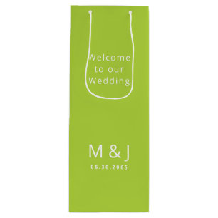 Chartreuse wit monogram bruiloft dank u wijn cadeautas