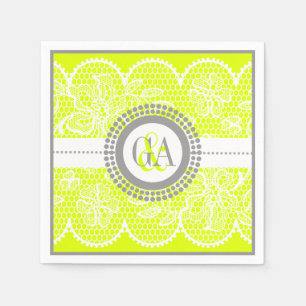 Chartreuse, witte kant patroon bruiloft servetten