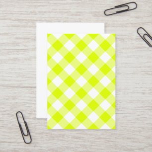 Chartreuse Yellow Gingham Blank Visitekaartje