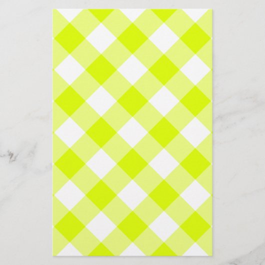Chartreuse Yellow Gingham Briefpapier (Voorkant)