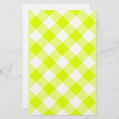 Chartreuse Yellow Gingham Briefpapier (Voorkant / Achterkant)