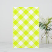 Chartreuse Yellow Gingham Briefpapier (Staand voorkant)