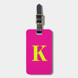Chartreuse Yellow Neon Hot Pink Monogram Naam Bagagelabel