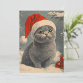 Chartreux Cat Christmas Feestdagenkaart (Staand voorkant)