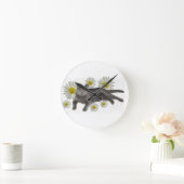Chartreux Cat met Daisies Ronde Klok (Huis)
