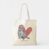 Chartreux Cat Waterverf Kat Roze hart Tote Bag (Achterkant)