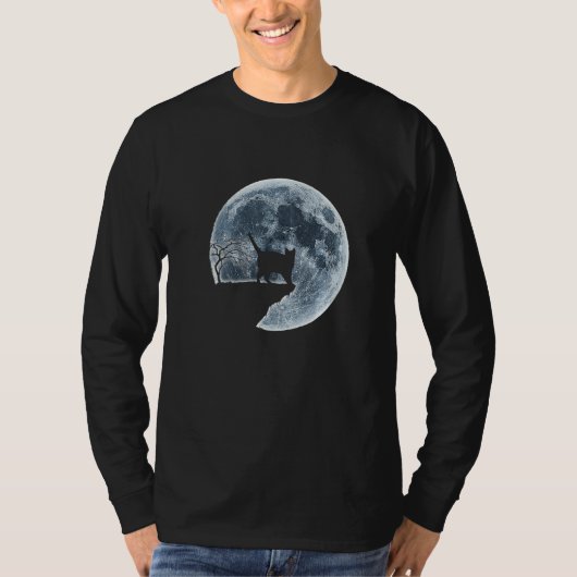 Chartreux Halloween Costume Moon Silhouette T-shirt (Voorkant)