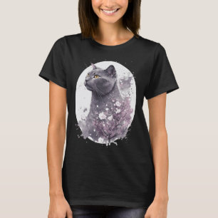 Chartreux Kat Japanse Kersenbloesem Bloemige Sakur T-shirt