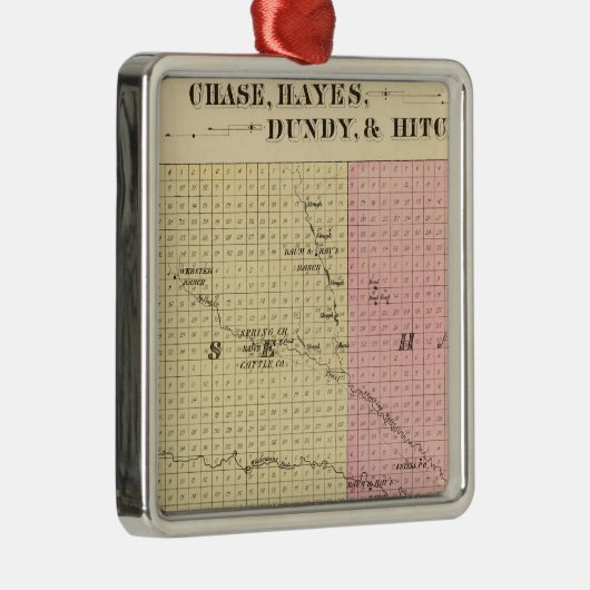 Chase, Hayes, Dundy en Hitchcock, Nebraska Metalen Ornament (Rechts)