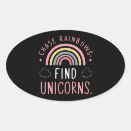 Chase Rainbows Zoek eenhoorns Ovale Sticker