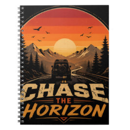 Chase the Horizon Vintage Retro Zonsondergang Notitieboek
