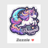 Chase Your Dreams" Unicorn Sticker (Feuille)
