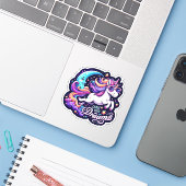 Chase Your Dreams" Unicorn Sticker (Ordinateur portable avec iPhone)