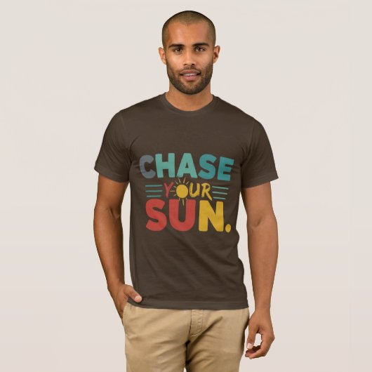Chase Your Sun" Levendig regenboog T-shirt (Voorkant volledig)