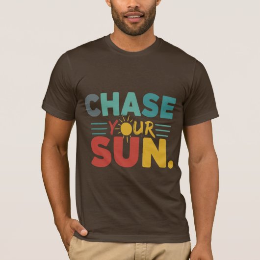 Chase Your Sun" Levendig regenboog T-shirt (Voorkant)