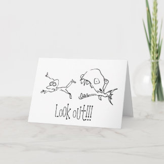 Chased by Shark Cartoon Happy Birthday Card Kaart