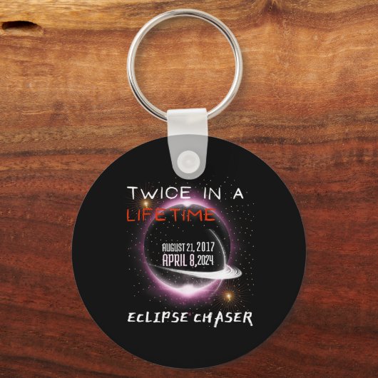 Chaser Solar Eclipse 2024 Grappig twee keer in een Sleutelhanger (Voorkant)