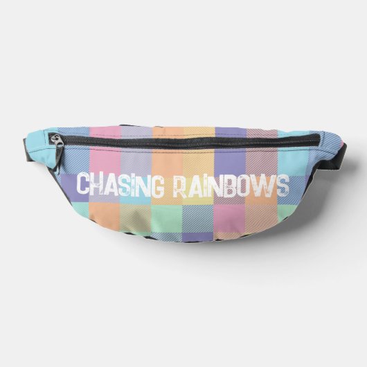 Chasing Rainbows Pastel Kleuren Buffel Check Plaid Heuptasje (Liggend)