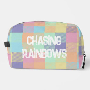 Chasing Rainbows Pastel Kleuren Buffel Check Plaid Toilettasje