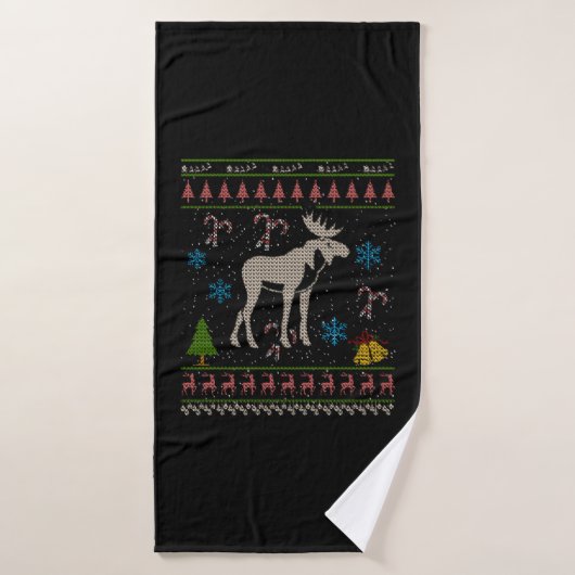 Chasse à l'orignal Noël Fausse Chemise à l'orignal (Serviette de bain)