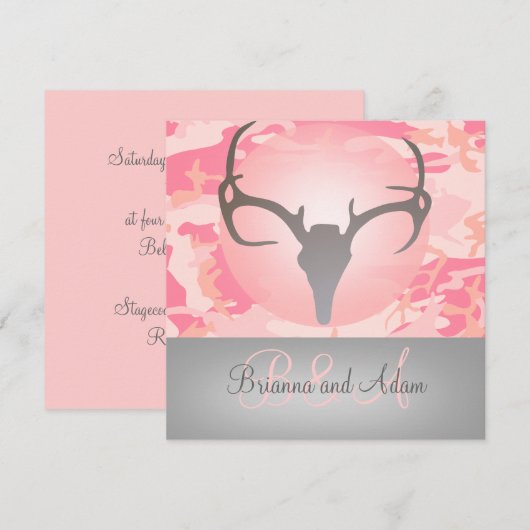Chasse à thèmes Antlers et Camo Faire-part de mari (Devant / Derrière)