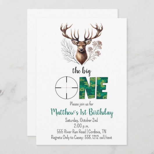 Chasse Anniversaire Invitation pour le premier ann (Devant / Derrière)