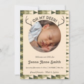 Chasse Antlers de naissance Faire-part Fille ou ga (Devant)
