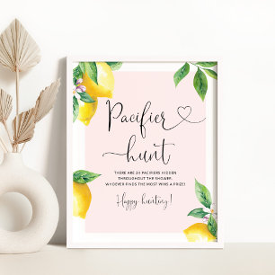 Chasse au citron rose Jeu de baby shower Poster
