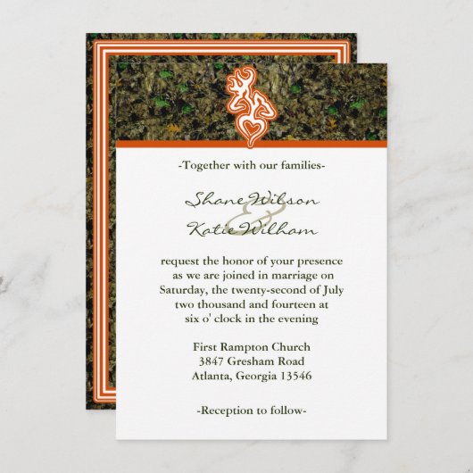 Chasse au Faire-part de mariage Camo (Devant / Derrière)