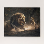 Chasse Au Lion Et À La Lionne Ensemble Puzzle Jigs (Horizontal)