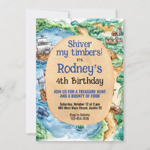 Chasse au trésor Pirate Invitation Anniversaire