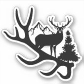 Chasse au wapiti de cerf en plein air Sticker déco (Devant)