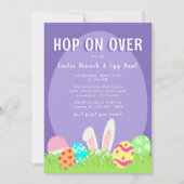 Chasse aux oeufs de lapin de Pâques et invitation  (Devant)